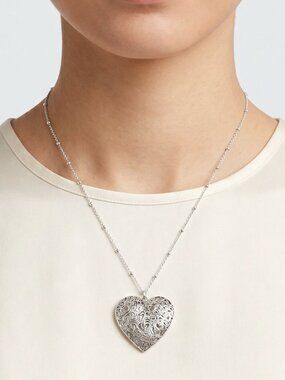 Sterling Silver‎ large Heart Bubble Statement Necklace
